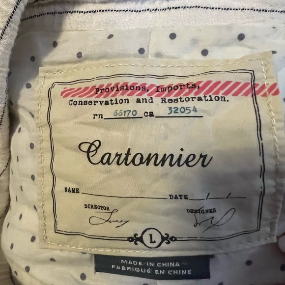 Anthropologie Cartonnier Women's White Double Breasted Striped Blazer Jacket - Picture 9 of 13